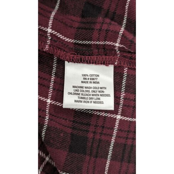 Arizona Jean Co Womens Size Small Wine Multi Plaid Button Front Red Collared - Picture 4 of 8